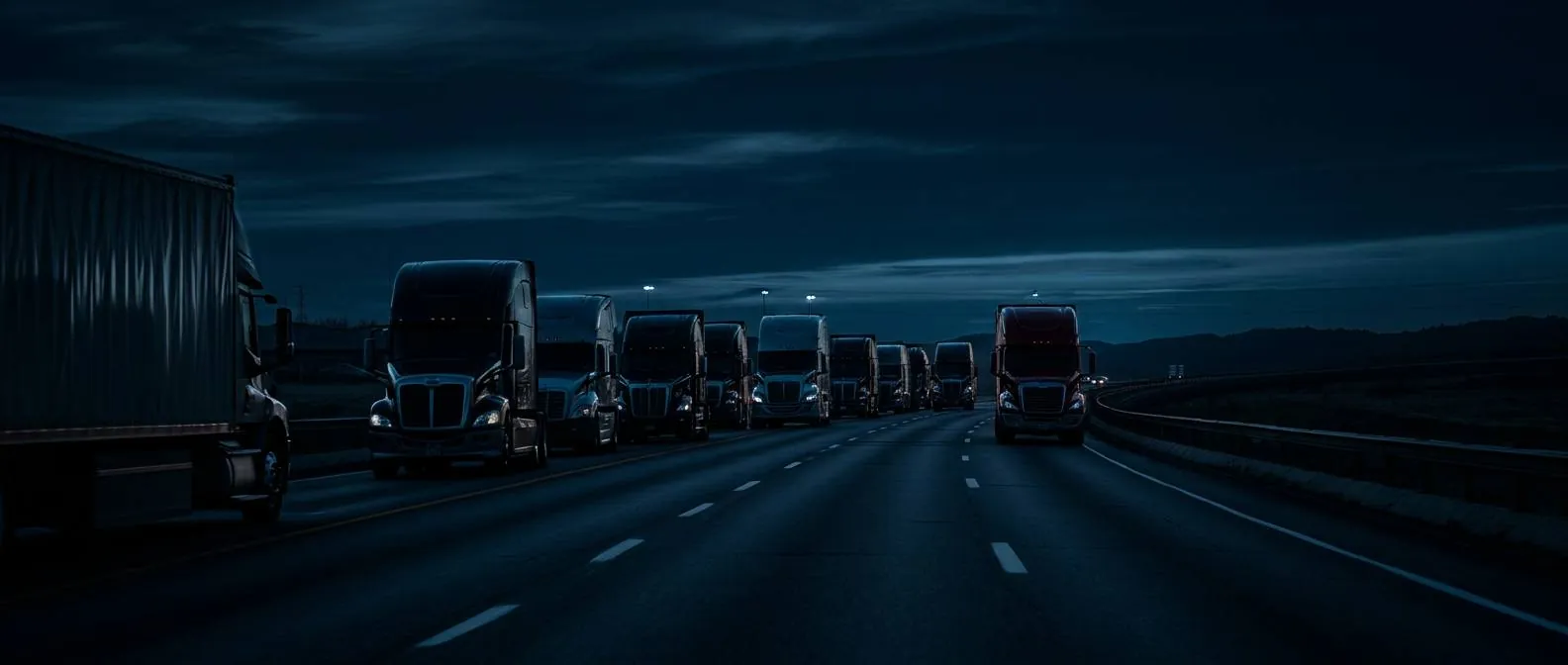 Truck fleet on an open highway
